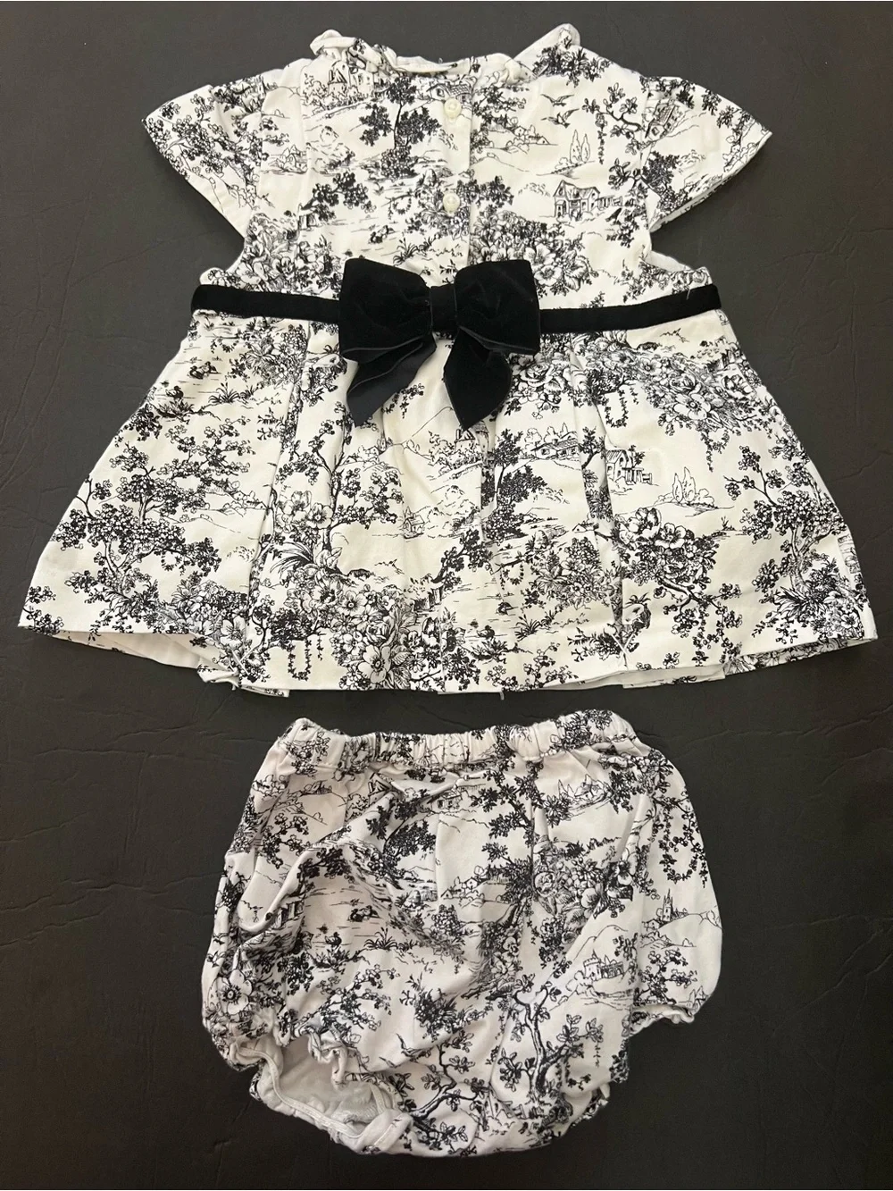 18-24m Janie and Jack Black & White Toile Dress with Matching Diaper Cover